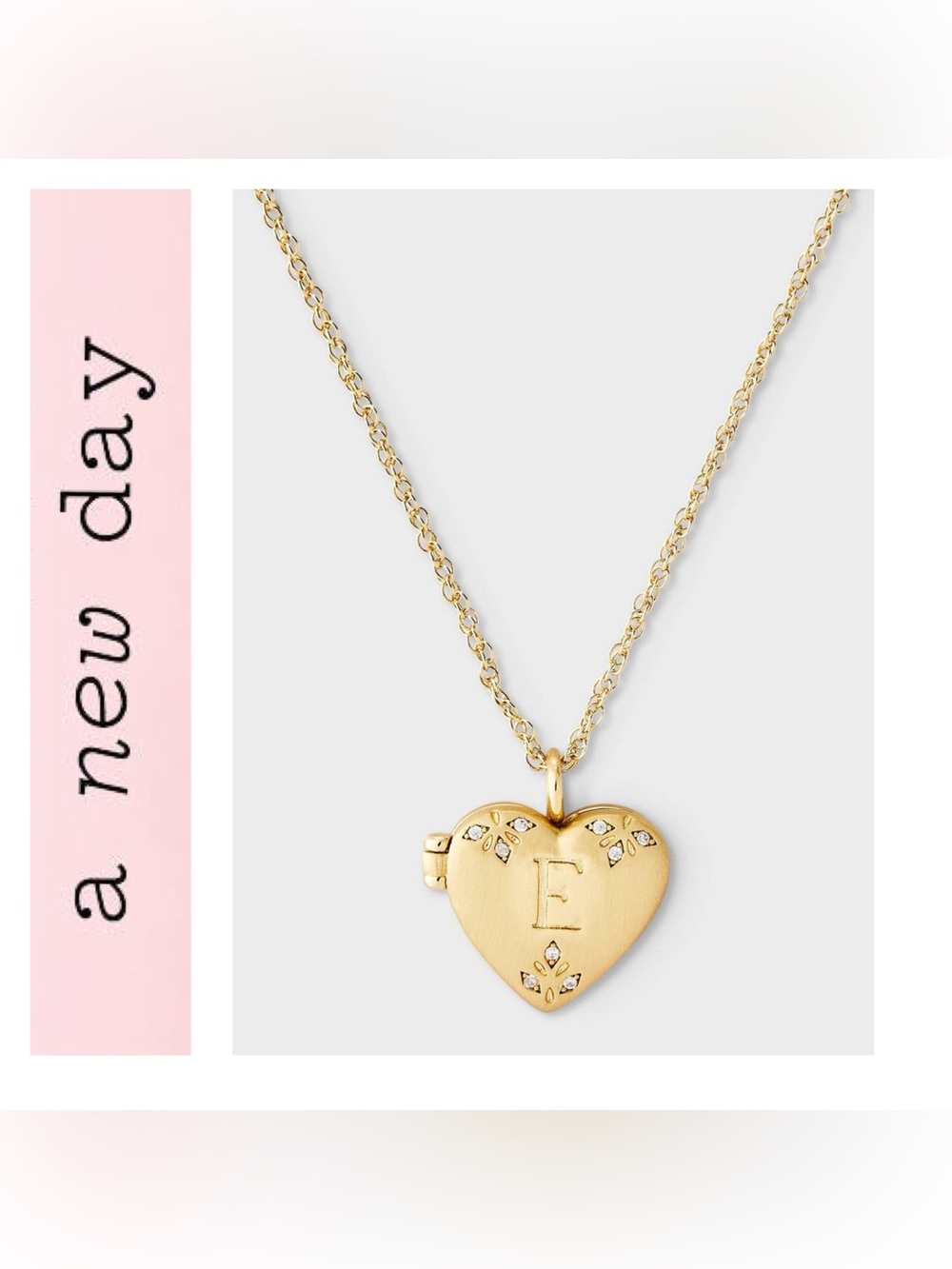 🌟🌟 a new day Heart Locket “E”  Pendant Necklace